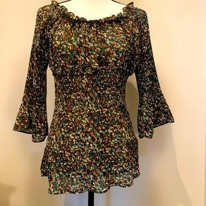 Adorable SereNade Boho 3/4 Bell Sleeve Top